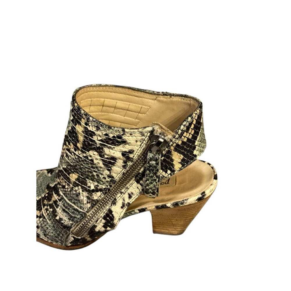 Paul Green Snakeskin Peep Toe Cone Block Heels Zip Size US 6 - Picture 8 of 11